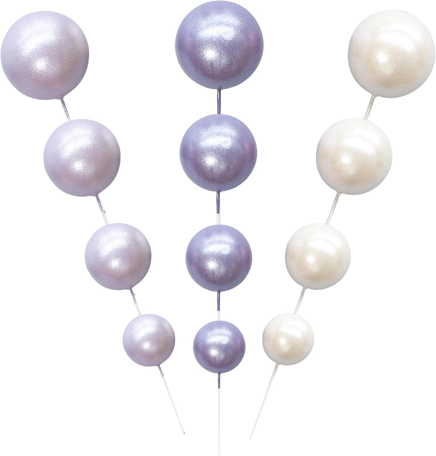 Ephlyn 30Pcs Ball Cake Topper Ball Cake Picks Colorful Pearl Ball Shaped Cupcake Insert Cake Topper for Bear Theme Birthday Party Favors Wedding Decoration Pearl White Purple