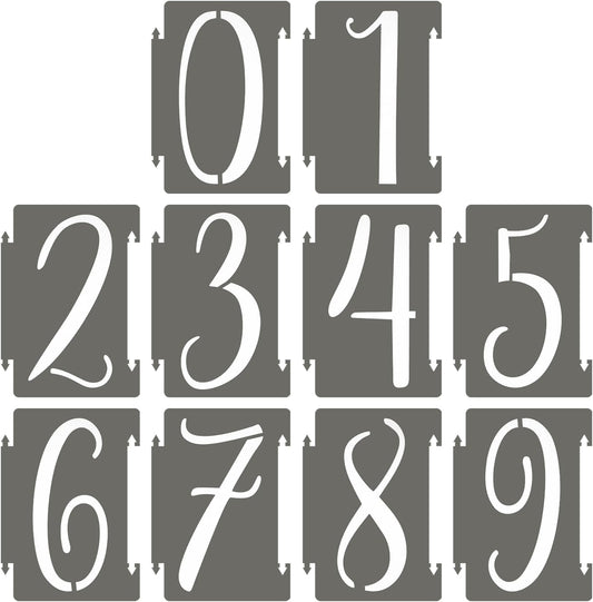 PATIKIL 20Pcs 2 Inch Large Number Stencils, 0-9 Address Number Stencil, Reusable Plastic Digital Templates for Crafts Drawing Stencils Templates White