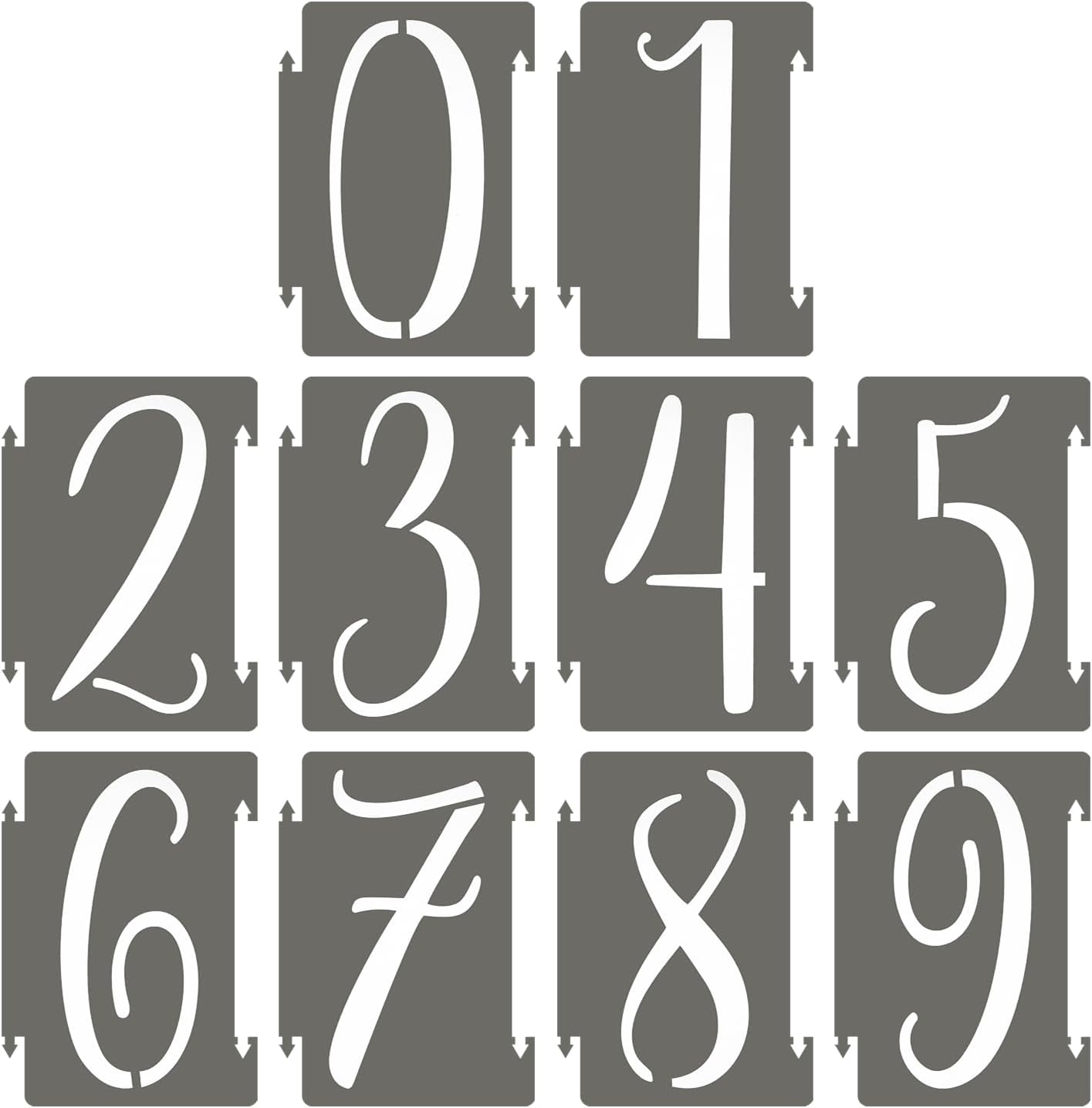 PATIKIL 20Pcs 12 Inch Large Number Stencils, 0-9 Address Number Stencil, Reusable Plastic Digital Templates for Crafts Drawing Stencils Templates White