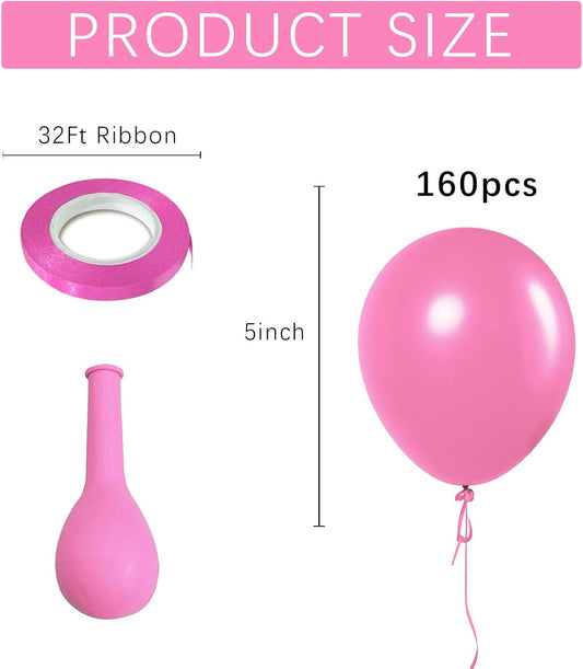 Pink Balloons Pink Birthday Decorations 160 Pack 5 inch Round Gender Reveal Ballons for Birthday Wedding Anniversary Baby Shower Gender Reveal Party Decoration
