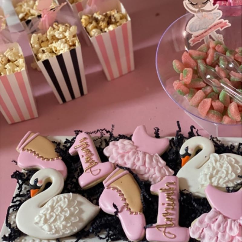24pcs Striped Paper Popcorn Boxes for Party Favor Supplies (Black)