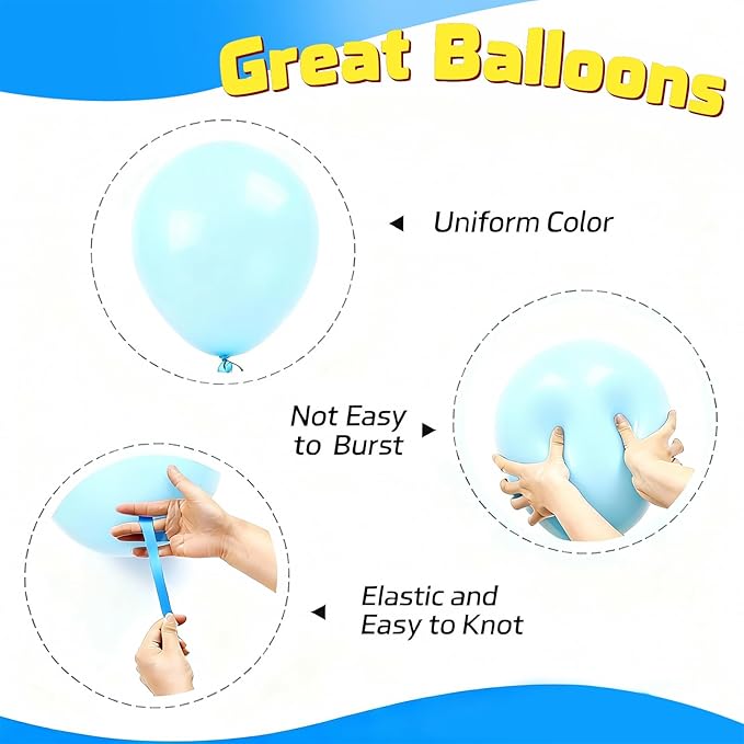 Blue Balloons - 60PCS 12 Inch Navy Blue Balloons, Pearl, Metallic, Light Blue, Baby Blue Balloon for Birthday, Wedding, Graduation, Baby Shower, Engagement Party Decorations