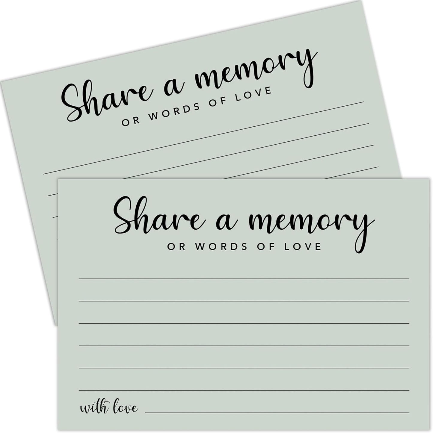 Share a Memory Cards for Celebration of Life, Graduation, Retirement, Birthdays, Guest Book Ideas, Funeral Sign In Book For Memorial Service, 4x6 Inches Set of 50 Pcs(Celadon Green) -A09