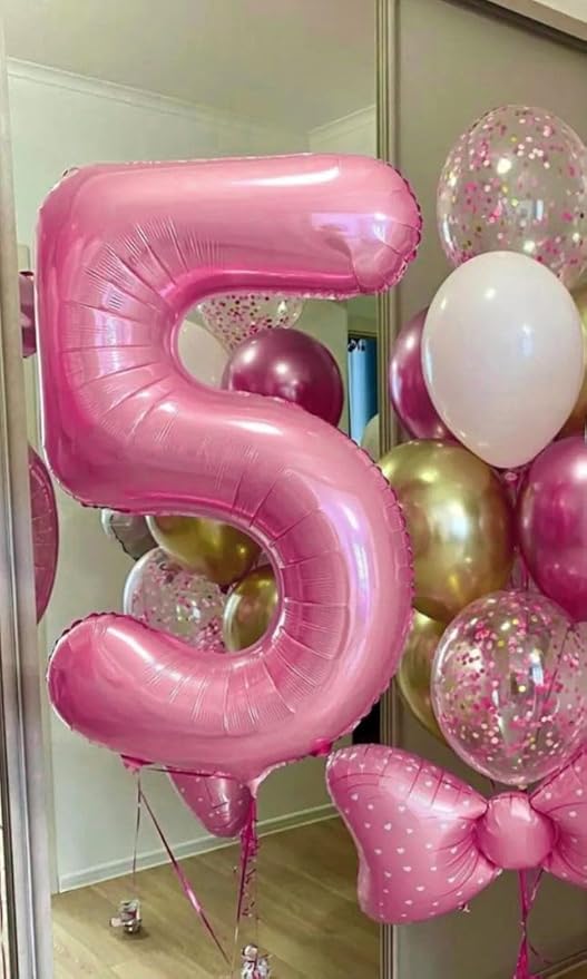 Pearlescent Pink Number 10 Balloons 40 inch, 10 Number Balloons, 10th Birthday Decorations for Girls 10 Year Old Pastel Pink Party Supplies