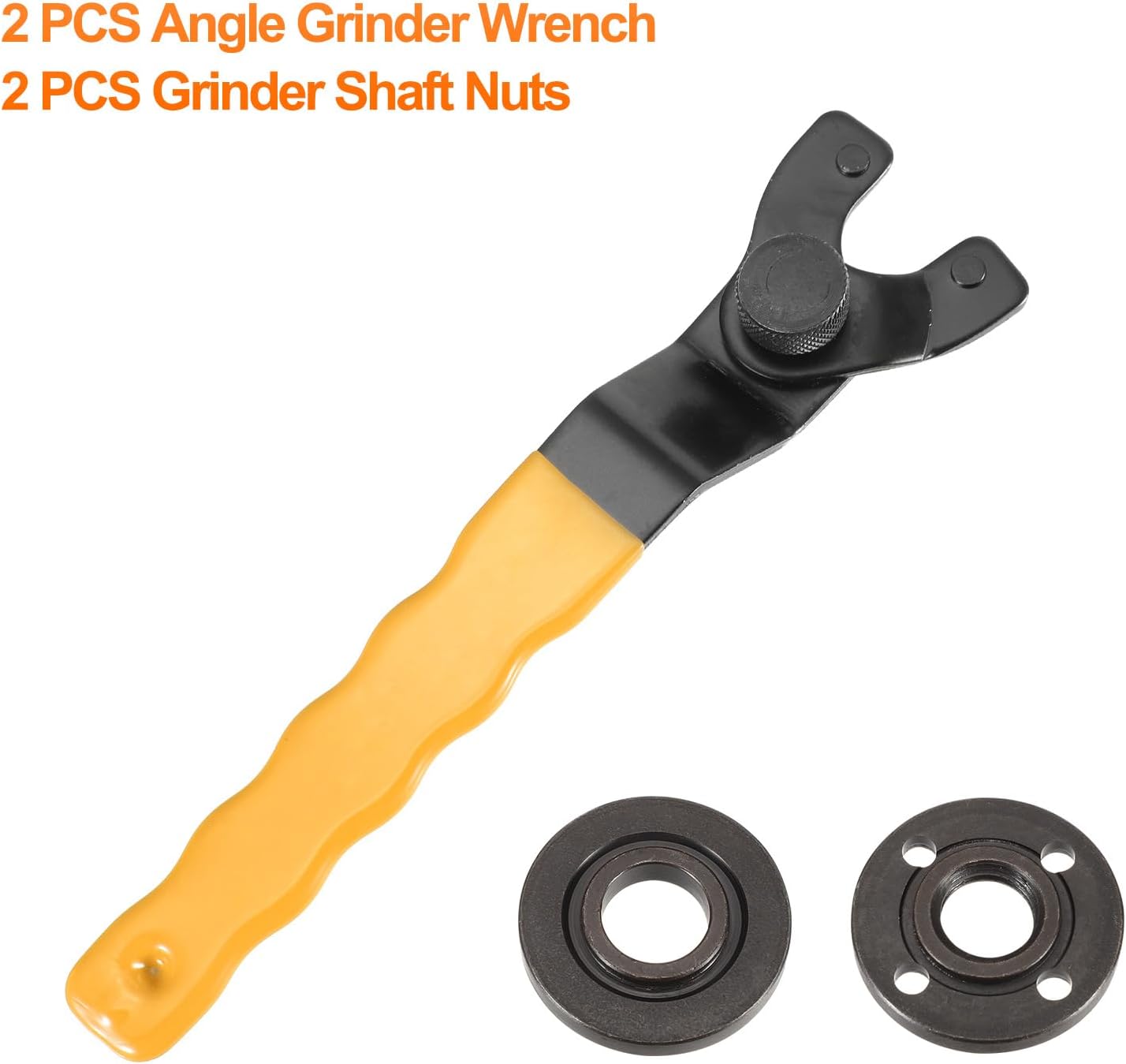 HARFINGTON Adjustable Angle Grinder Wrench Set 0.4"-1.9" Range Universal Lock Nut Pin Spanner Wrench with Grinder Shaft Nut for Angle Grinder Grinder, Yellow