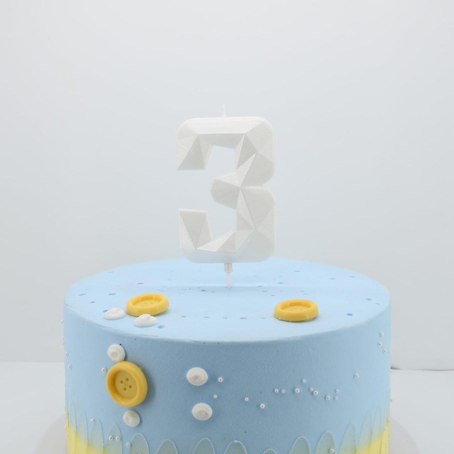 DERVENTA Large Birthday Candle Number 3D White 3.7 inch Party Celebration Anniversary Decoration Cake Topper 1 Piece (Number 3 White)