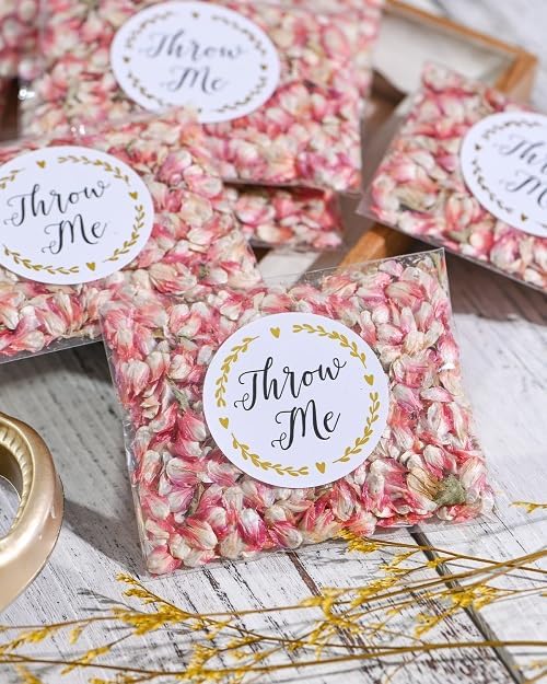 RainbowPana 12 Pack Biodegradable Confetti, Dried Flower Petals, Biodegradable Flower Petals for Weddings, Wedding Send Off Ideas, Flower Confetti, Wedding Exit Ideas - Pink