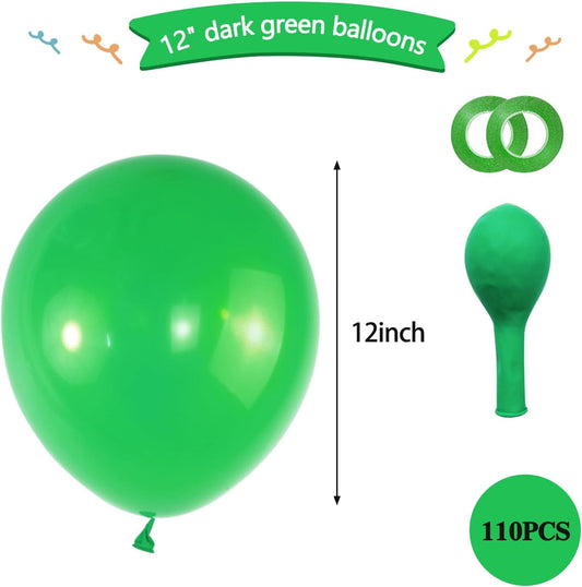 Green Balloons 12 inch, 110pcs Latex Party Balloons Helium Quality for Birthday Graduation Baby Shower Valentines Christmas Wedding Party Decorations (Green)