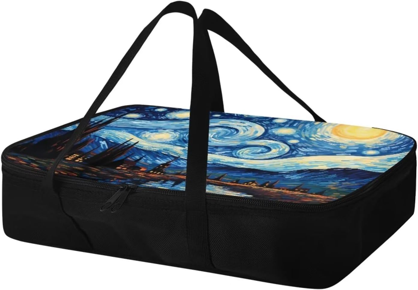 Van Gogh Starry Night Insulated Casserole Carrier Travel Bag - Portable Food Warmer for Hot or Cold Food - Beach Parties, Picnic