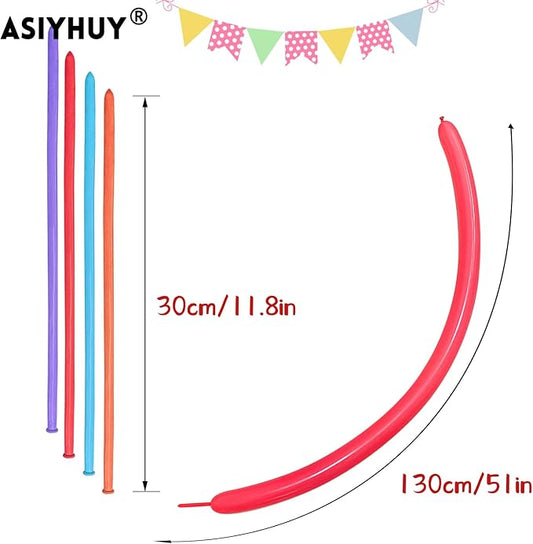 Pastel 260 long balloons 100 Pack Twisting Animal Balloons Assorted Color Thick Latex Modeling Long Magic Balloons for Animal Shape Birthday Weddings Kids' Party Decoration (pastel long balloon)