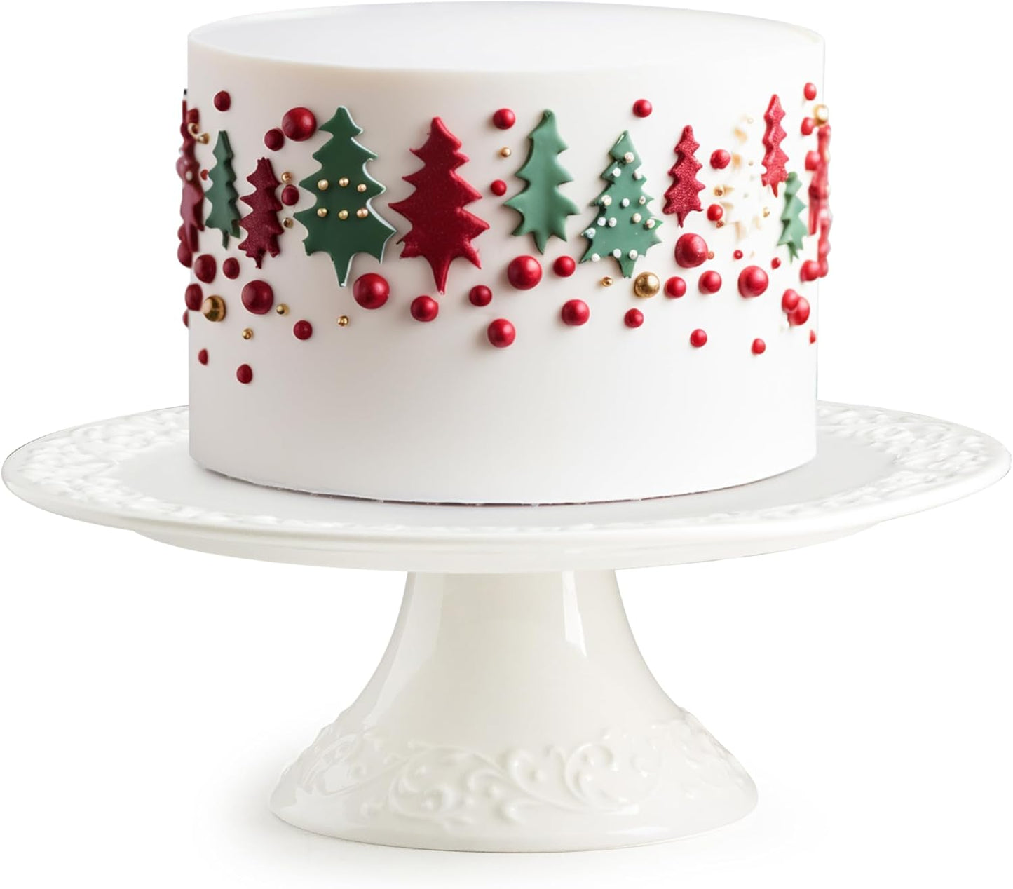 White Cake Stand for Small Cakes Under 8 Inch, Porcelain Cake Stand Plate for Party, Christmas Mini Dessert Stand for Baby Shower, Birthday, Home Decorating Stand