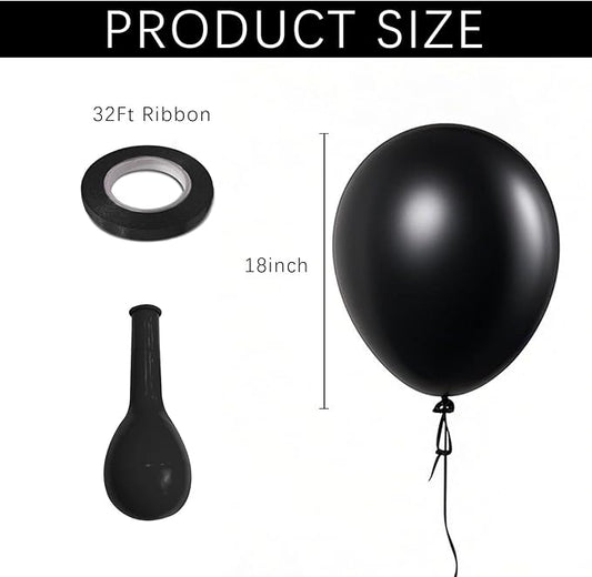 18 Inch Black Balloons, 30Pcs Giant Latex Ballons, Large Round Baloons, Black Party Balloons, Happy Birthday Decorations, globos de cumpleaños, Halloween Baloons, Gender Reveal Decor