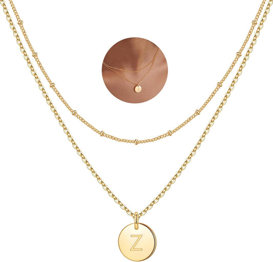 IEFWELL Stocking Stuffer for Teen Girls - Necklaces for Women Girls, 14K Gold-Plated Double Side Engraved Hammered Coin Necklaces, Layered Necklace Jewelry Pendant Gifts for Teen Girls Kids