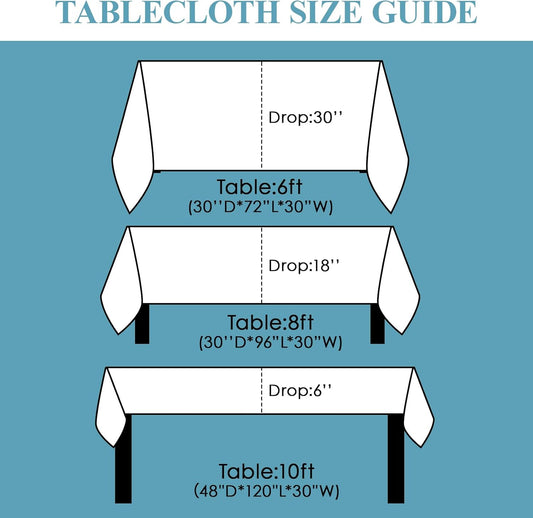 VidaFete Table Cloth 90 * 132inch 10pack Rectangle Tablecloth Polyester, Stain Wrinkle Resistant Polyester Dining Table Cover for Kitchen Dinning Party Wedding Rectangular Tabletop Decoration(White)