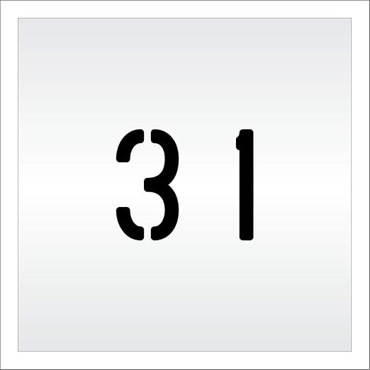 Pavement, Curb, and WheelStop Stencils - 4 inch Double Number Stencil - (31) - 4" x 4" x 1/8" (128 mil) - Pro-Grade
