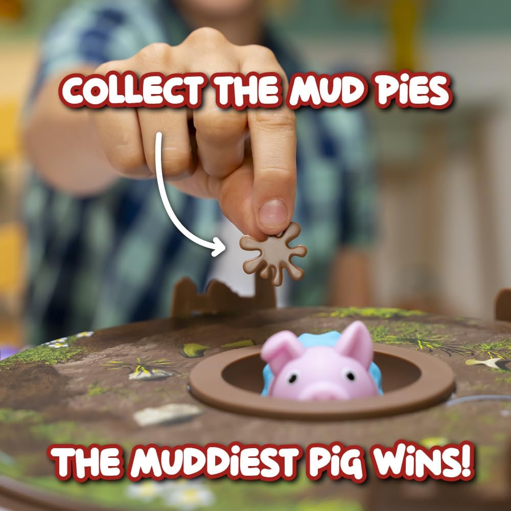 PlayMonster Pigs on Trampolines Board Games – Multi-Player, Preschool Toys, Hand-Eye-Coordination Game, The Muddiest Pig Wins, Ages 6+