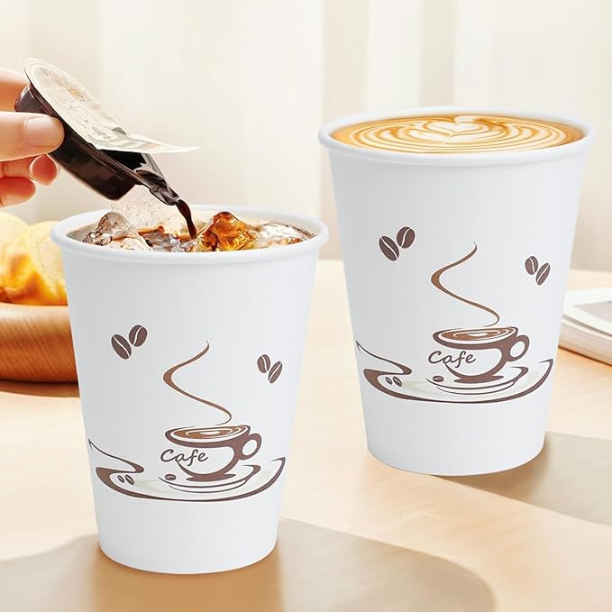 Lamosi 200 Pack 10 oz Coffee Cups, Disposable Paper Cups for Hot/Cold Beverage, Leak-Free Paper Coffee Cups for Cafe, Restaurant, Office and Home