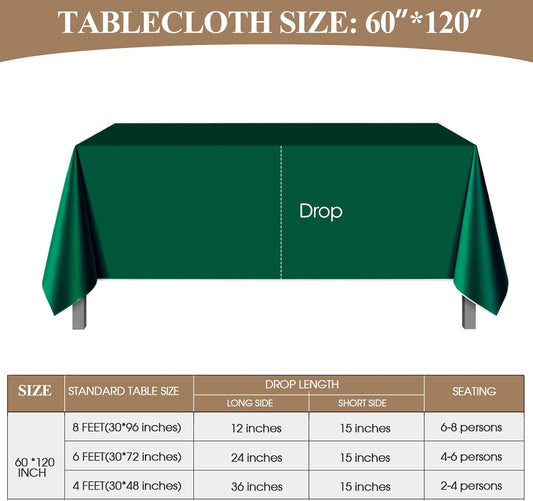 Rectangle Tablecloths 60x120 Inch 2 Pack Dark Green Tablecloth Washable Decorative Linen Polyester Table Cloths for Dining Table Banquets Buffet Parties and Wedding