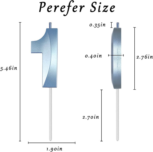 Blue Number 1 Candles, 3D Diamond 2.76 Inch Cake Topper Birthday Candles for Wedding Anniversary Cake Decorations, Happy Birthday Party Decorations