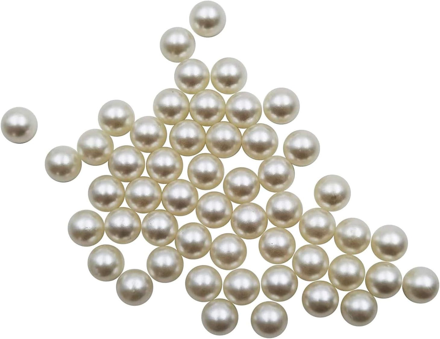 INSPIRELLE 340pcs 12mm Ivory Polished ABS Undrilled Art Faux Pearls for Vase Fillers, No Hole Makeup Beads to Hold Brush Lipstick, Imitation Round Pearl Beads for Table Scatter Home Wedding Decoration