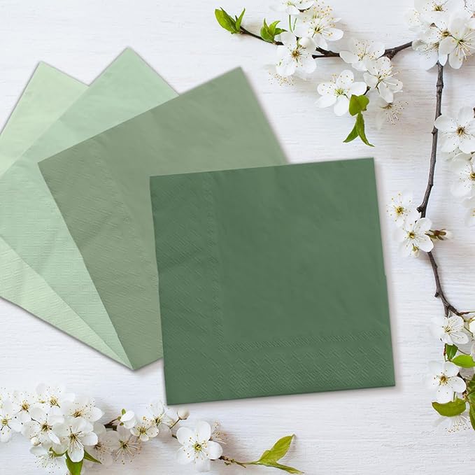 Sage Green Napkin-40Pcs Sage Green Party Decorations Gradient Green Cocktail Napkins Disposable for Birthday, Baby Shower, Wedding