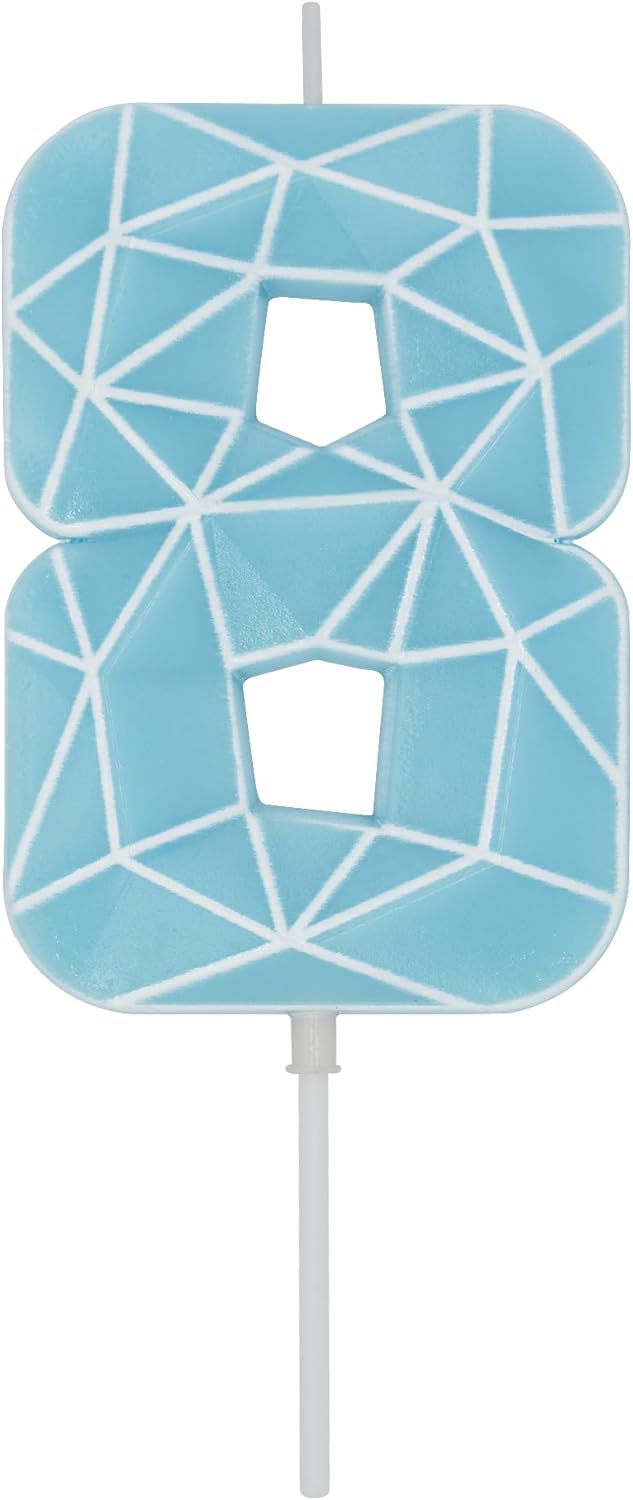 DERVENTA Birthday Candle Big Number 3D Macaron Blue 3.7 inch Party Celebration Anniversary Decoration Cake Topper 1 Piece (Number 8 Macaron Blue)