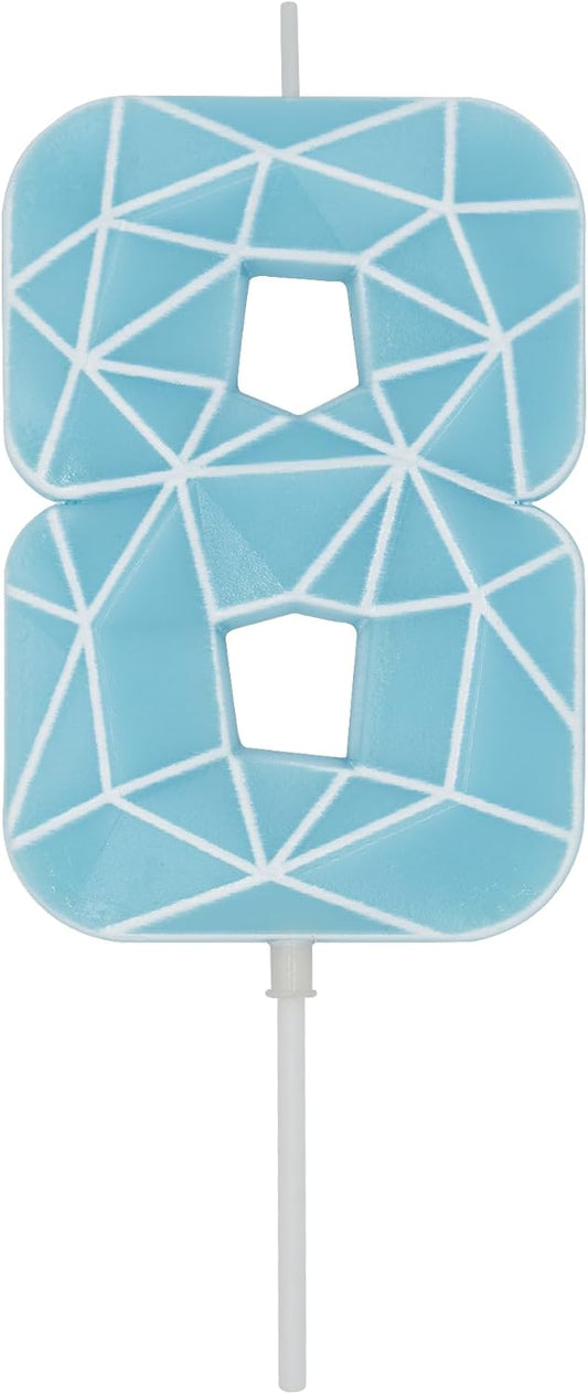 DERVENTA Birthday Candle Big Number 3D Macaron Blue 3.7 inch Party Celebration Anniversary Decoration Cake Topper 1 Piece (Number 8 Macaron Blue)