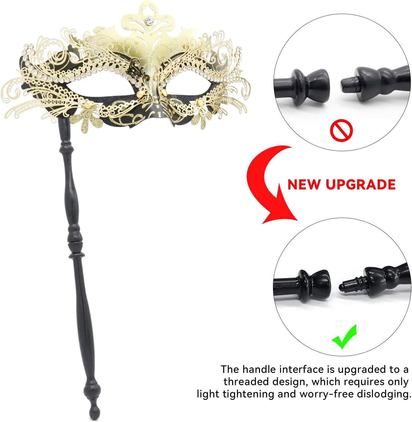 Coddsmz Masquerade Mask with Stick Venetian Mask Mardi Gras Decorations for Womens Halloween Costume Mask