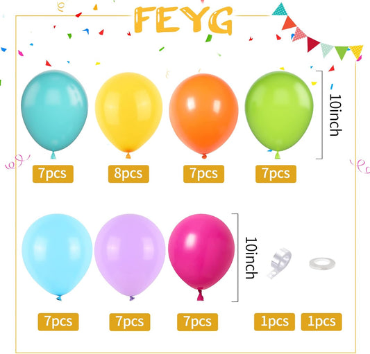 Rainbow Balloons, 50PCS Multicolor Rainbow Balloons Arch in Blue Green Purple Yellow Orange Hot Pink Latex Balloons For Birthday Wedding Baby Shower Engagement DIY Balloons Decoration Party Supplies