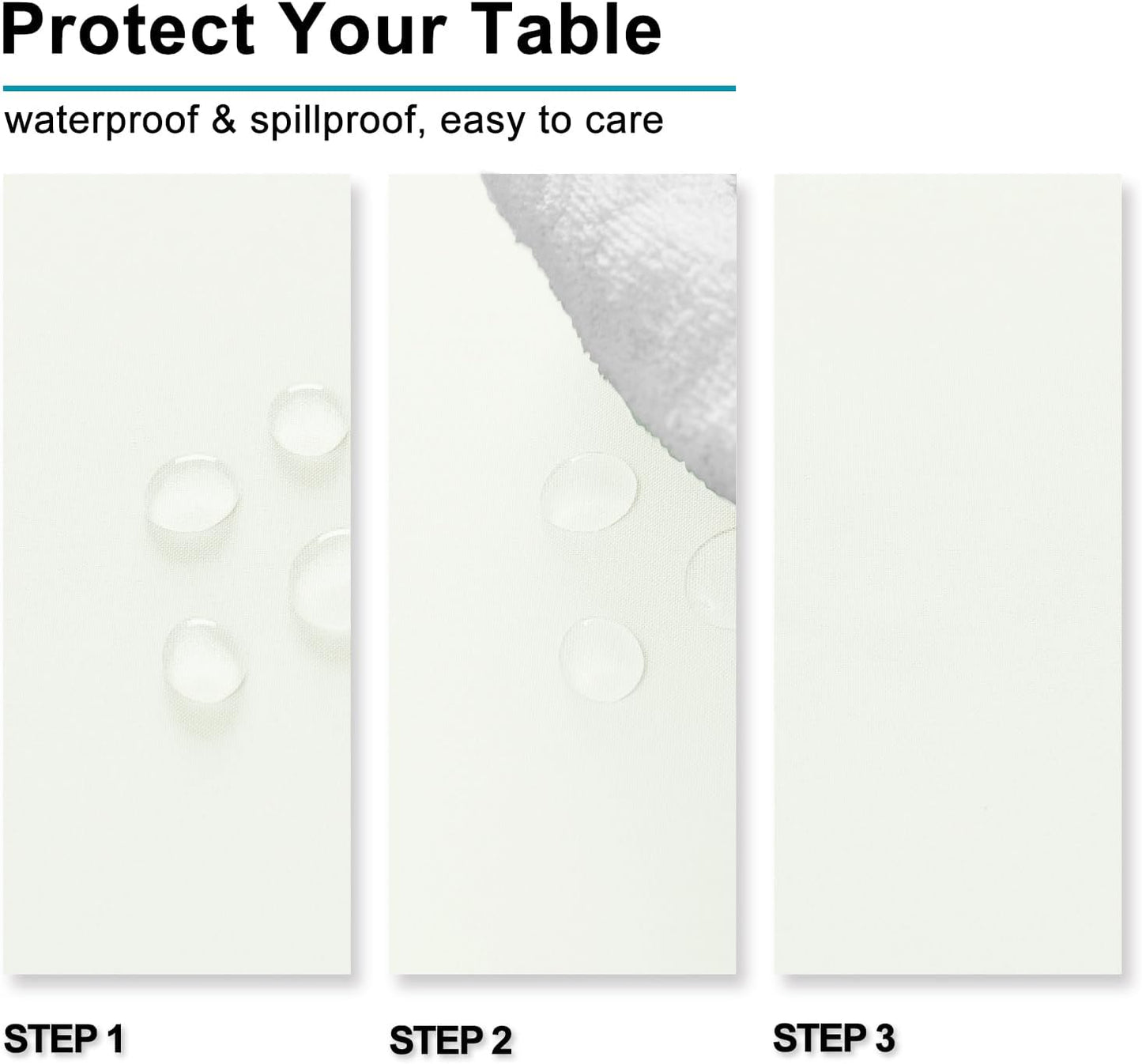 Hiasan Ivory Tablecloth for Rectangle Tables - Waterproof and Spillproof Washable Fabric Table Cloth for Dining Room Kitchen Party, 52 x 70 Inch