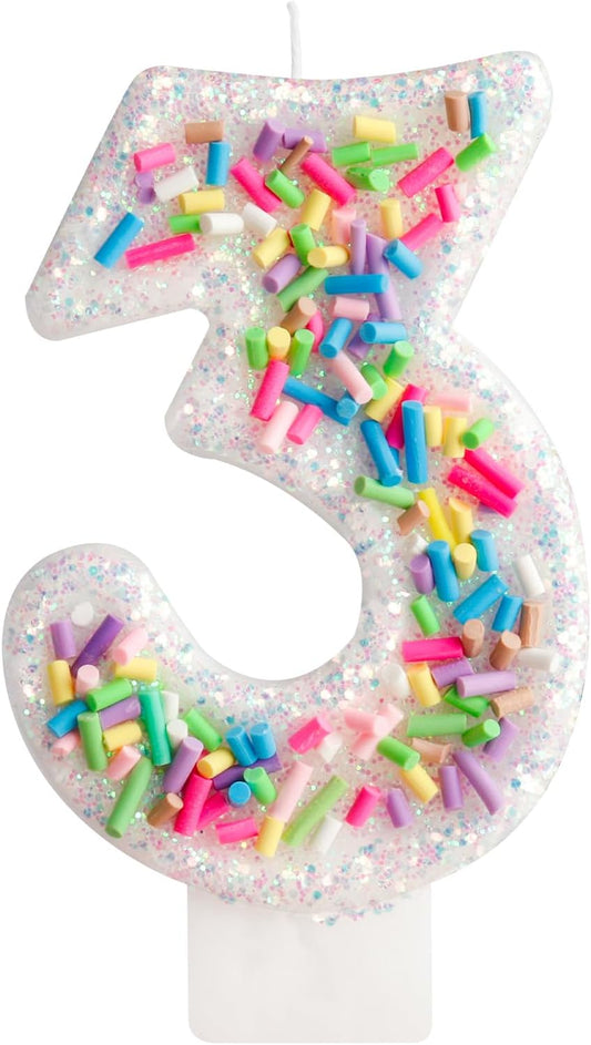 Girls Colorful Candy Birthday Candle,3rd Birthday Candle for Party Supplies,Candles for Cake Decoration,2.76 inch Number 3 Girl Boy Cake Topper Wedding Anniversary Pastel Sweet Theme Party Decoration