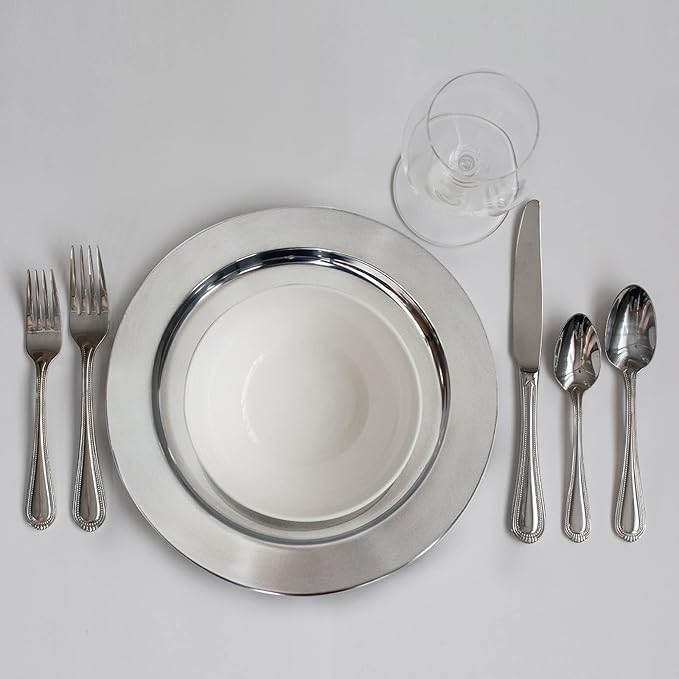 13" Stainless Steel Handmade Charger Plates, Silver Charger Plates, Metal Silver Chargers for Dinner Plates, Plate Chargers Set of 6