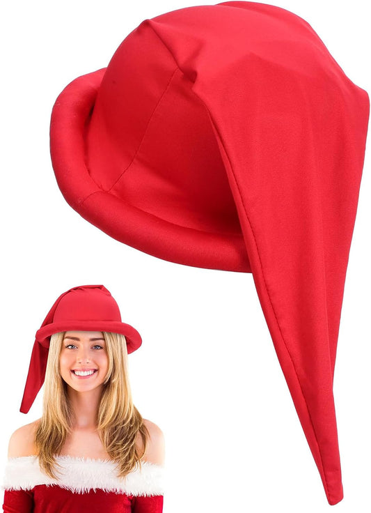minkissy Halloween Gnome Hat Decorative Elf Hat Cosplay Costume Prop for Parties, Red Polyester Cap, 20. 47 Inch