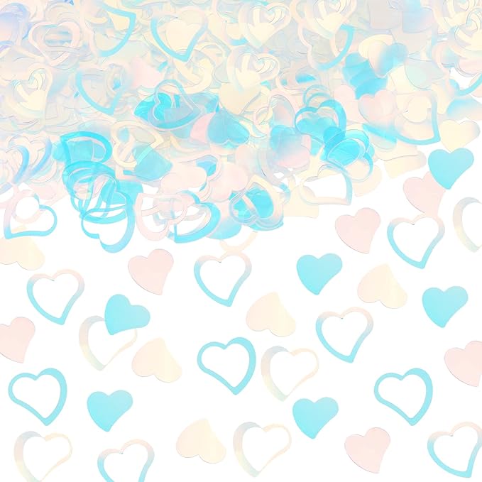 ONLYKXY 1200Pcs Love Heart Shaped Confetti, Table Wedding Decoration, Glitter Confetti for Wedding Party (Clear Shiny)