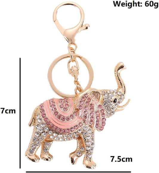 Elephant Keychain for Women, Cute Elephant Key Chain, Sparkling Elephant Key Ring, Funny Elephant Keychains, Lucky Elephant Keyring, Rhinestone Elephant Animal Keychain Accessories