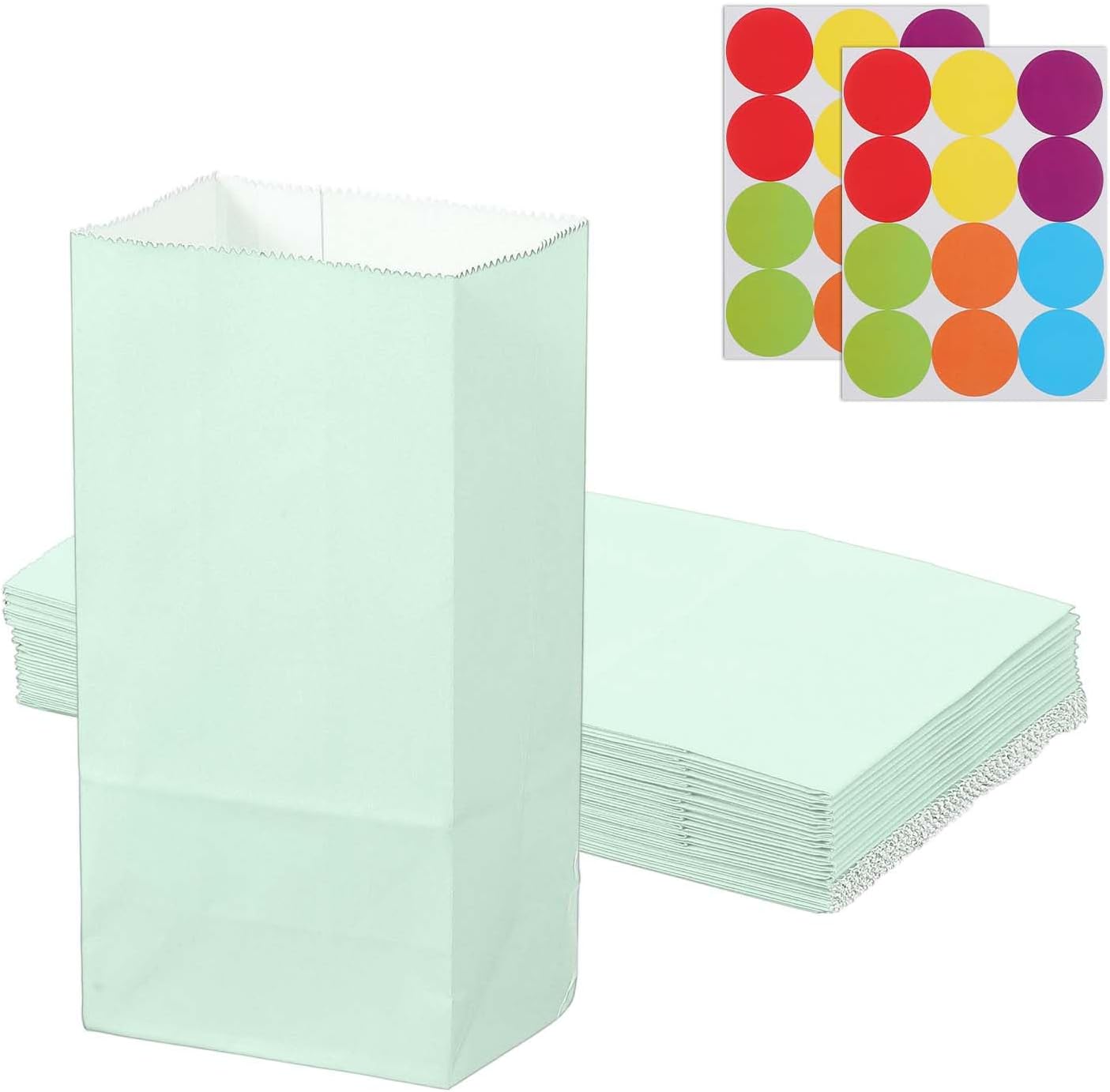 PATIKIL Party Favor Bag, 24 Pcs 3.5x2.4x7.1 Inch Mini Paper Candy Bags Gift Treat Celebration Halloween Goody Birthday Wedding Party with Stickers, Soft Blue