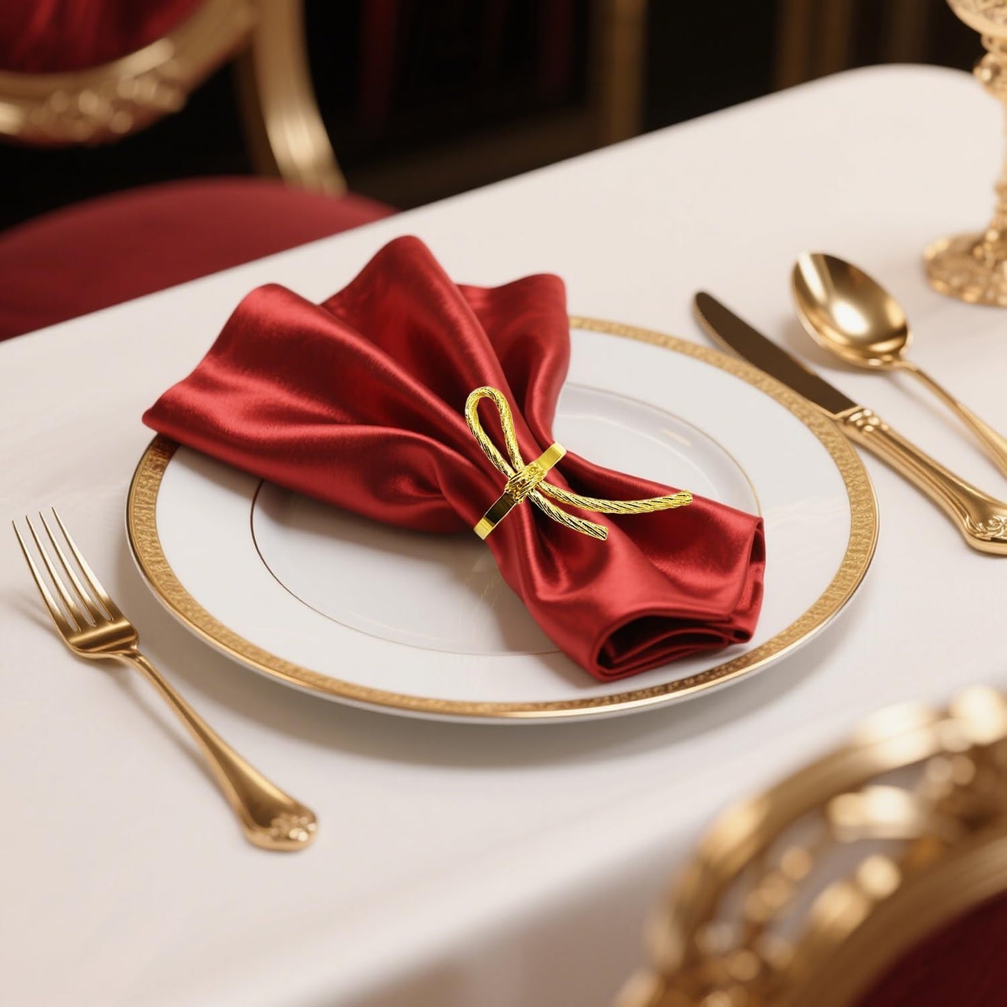 Gold Bow Napkin Rings Set of 12 Christmas Bow Tie Napkin Rings for New Year Valentine's Day Decor,Shiny Metal Bow Knot Napkin Ring Holders for Elegant Wedding Restaurants Home Table Setting