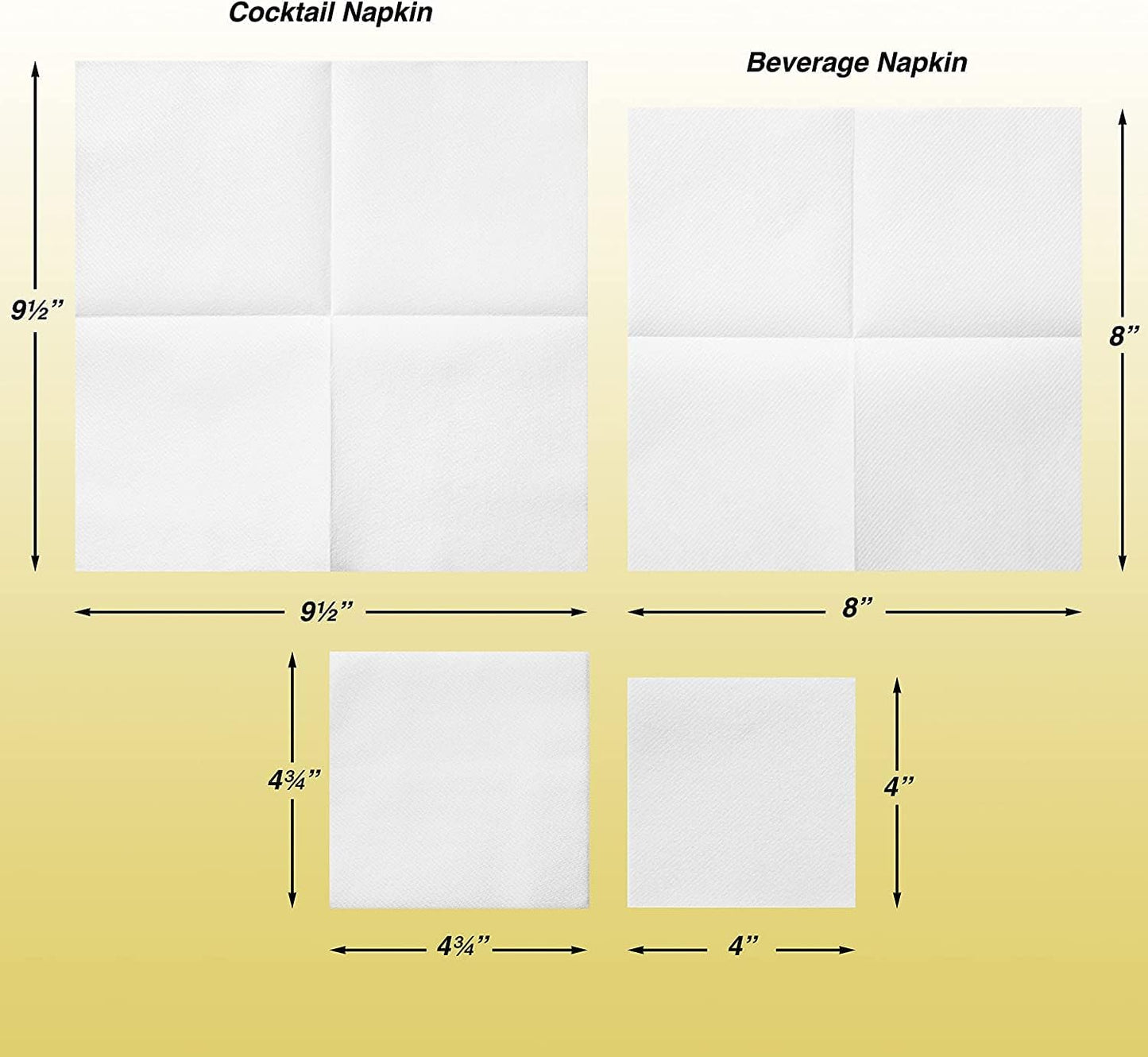 AH AMERICAN HOMESTEAD Cocktail Napkins-Disposable Beverage/Bar Napkins-White Linen-Like Square Napkins-Eco-Friendly & Compostable-Everyday Use, Party or Wedding 4.75inch x 4.75inch (100 Count, White)