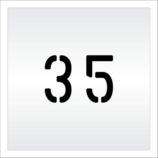 Pavement, Curb, and WheelStop Stencils - 4 inch Double Number Stencil - (35) - 4" x 5.5" x 1/8" (128 mil) - Pro-Grade