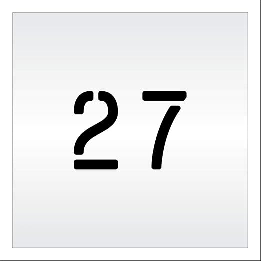 Pavement, Curb, and WheelStop Stencils - 4 inch Double Number Stencil - (27) - 4" x 5.5" x 1/16" (63 mil) - Light-Duty
