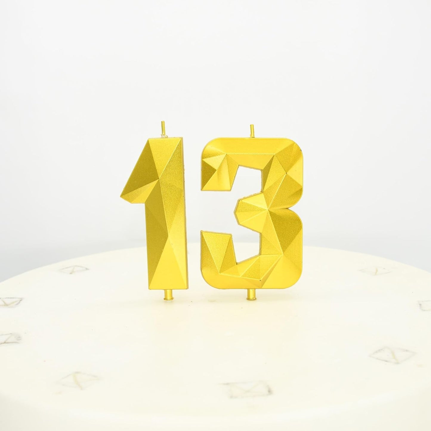 DERVENTA Large Birthday Candle Number 3D Gold 3.7 inch Party Celebration Anniversary Decoration Cake Topper 1 Piece (Number 13 Gold)