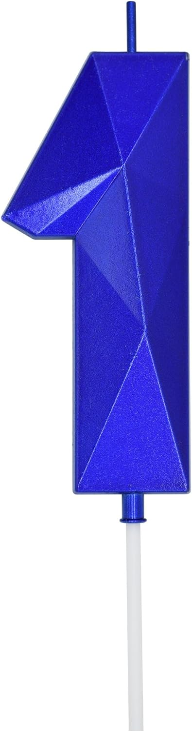 DERVENTA Large Birthday Candle Number 3D Blue 3.7 inch Party Celebration Anniversary Decoration Cake Topper 1 Piece (Number 1 Blue)