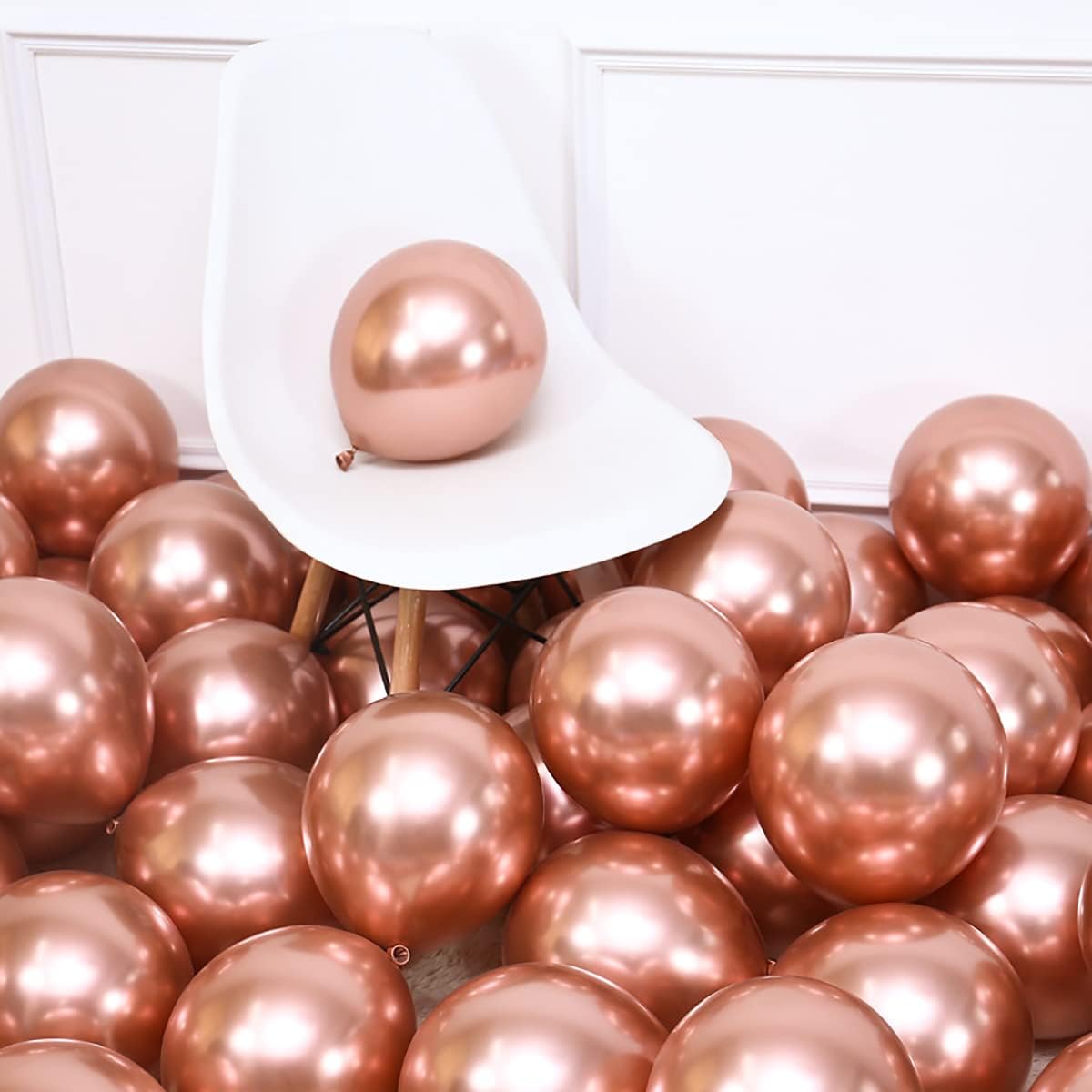 KALOR 10 Inch Metallic Rose Gold Balloons, 100 Pcs Latex Helium Metallic Balloons for Kid's Birthday Party Baby Shower Wedding Graduation Graduation Party Decorations