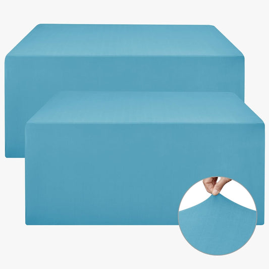 Nasitos Fitted Table Covers Stretch Spandex - 72 x 30 Inch - 2 Pack Turquoise Rectangle Table Clothes for 6 Foot Folding Tables, Wrinkle Resistant Tablecloths for Parties, Trade Show, Birthday