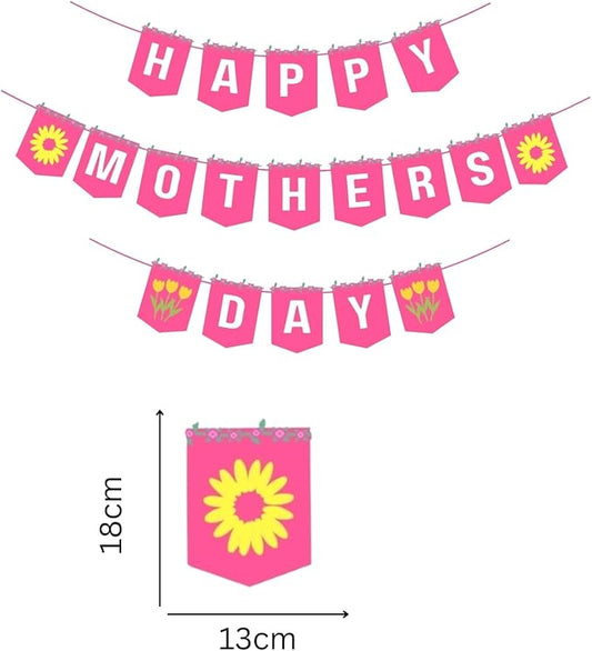 Happy Mother's Day Banner Set Decoration for Mother's Day Party Decorations Backdrop Garland for Mom Mother's Day Glitter Garland Photo Props (Pink Yellow Sunflower)