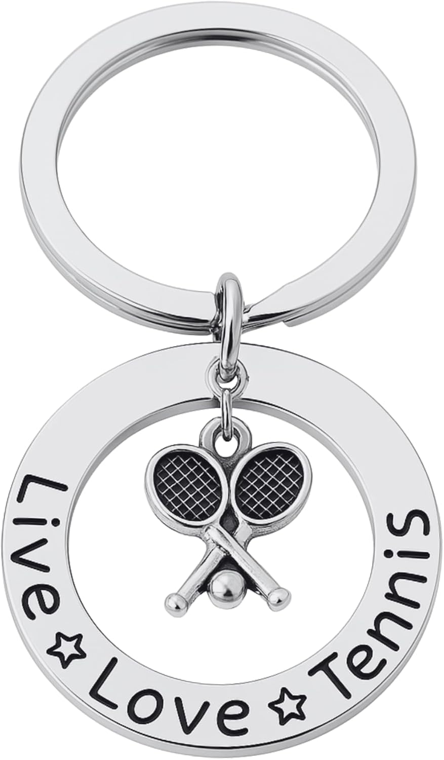 Infinity Collection Tennis Keychain, Live Love Tennis Jewelry- Girls Tennis Racket Keychain, Tennis Themed Gifts for Tennis Players, Tennis Coaches & Tennis Teams