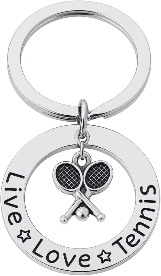 Infinity Collection Tennis Keychain, Live Love Tennis Jewelry- Girls Tennis Racket Keychain, Tennis Themed Gifts for Tennis Players, Tennis Coaches & Tennis Teams