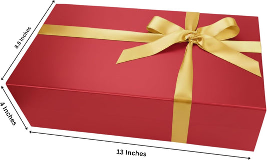 CECOBOX - Gift Boxes with Lids for Presents 13"x8.5"x4" - Matte, Collapsible Magnetic Closure Gift Box - Groomsmen & Bridesmaid Proposal Boxes, Wedding, PR, Birthdays, Holidays (Red)