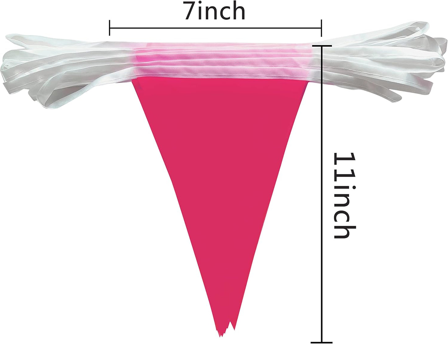 Consummate 100 Feet Rose Pink Pennant Banners Flags String Hanging Triangle Bunting Flags for Grand Opening,Kids Birthday,Party Decorations,60 PCS
