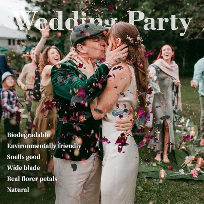 3 Quarts of Red Rose Petals and Eucalyptus Leaves Wedding Confetti with Delphinium, Jasmine, and Marigold for Christmas - Large Packaging for 30 Cups